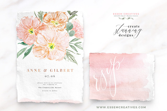 Pink Watercolor Flowers Background in Illustrations - product preview 1