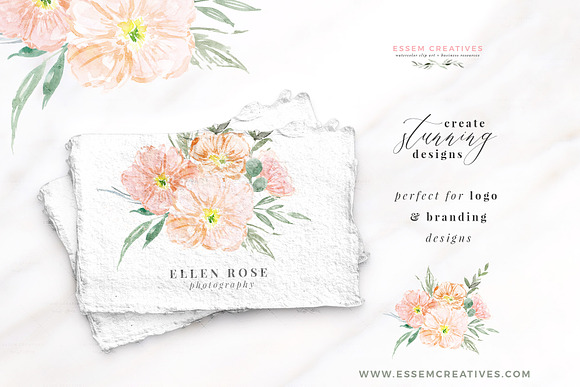 Pink Watercolor Flowers Background in Illustrations - product preview 3