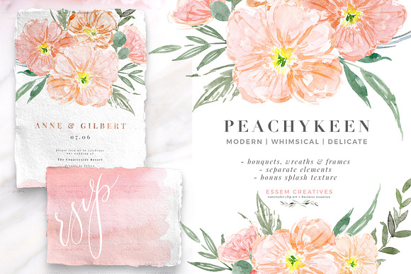 Pink Watercolor Flowers Background in Illustrations - product preview 6