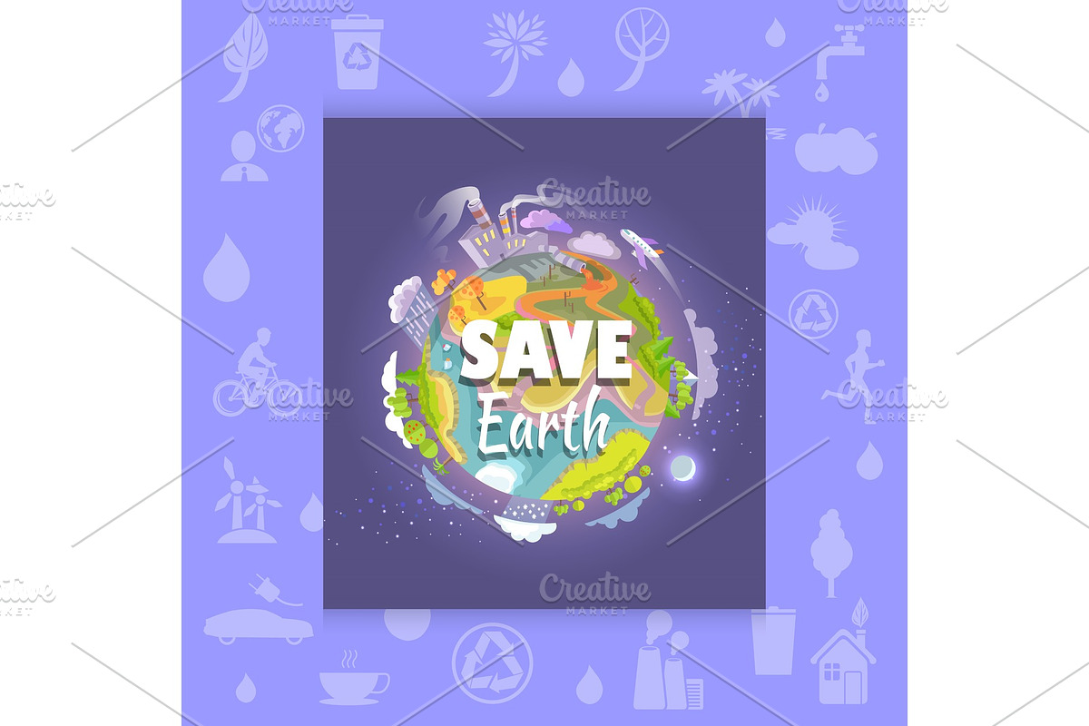 Save Earth Poster with Polluted in Illustrations - product preview 8