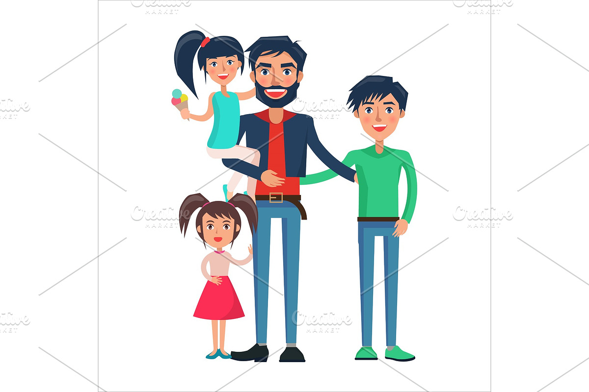 Happy Father of Many Children Vector in Illustrations - product preview 8