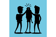Silhouettes of Guys and Girl Clap