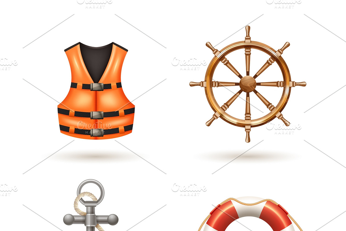 Marine realistic icons set in Icons - product preview 8