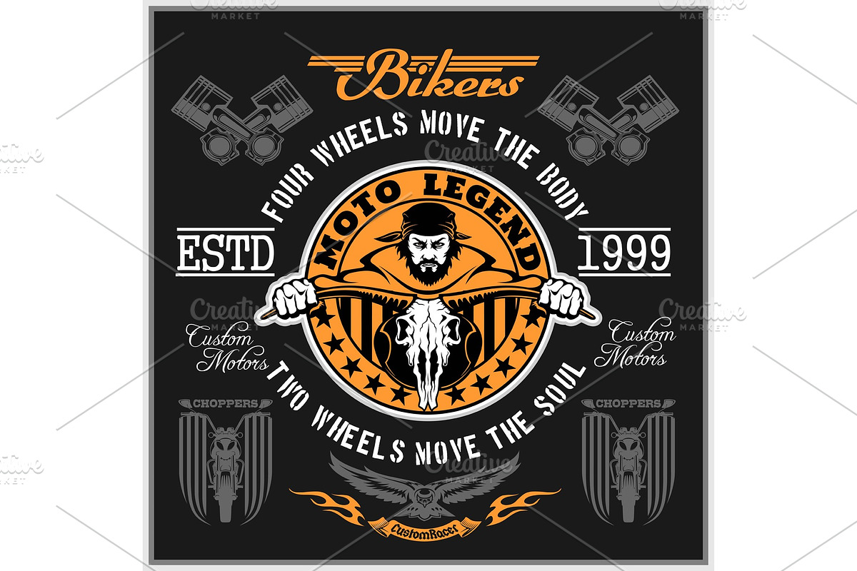 Vintage Motorcycle label, Retro in Illustrations - product preview 8