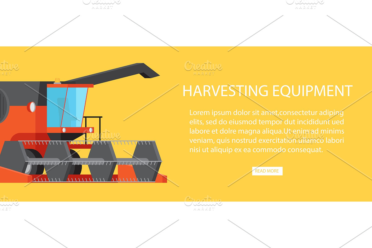 Harvesting Equipment Web Banner with in Illustrations - product preview 8