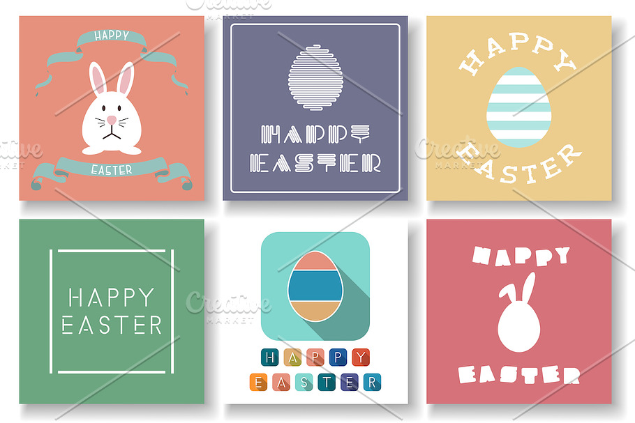 Set of creative Happy Easter cards in Illustrations - product preview 8