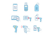Barcodes color icons set