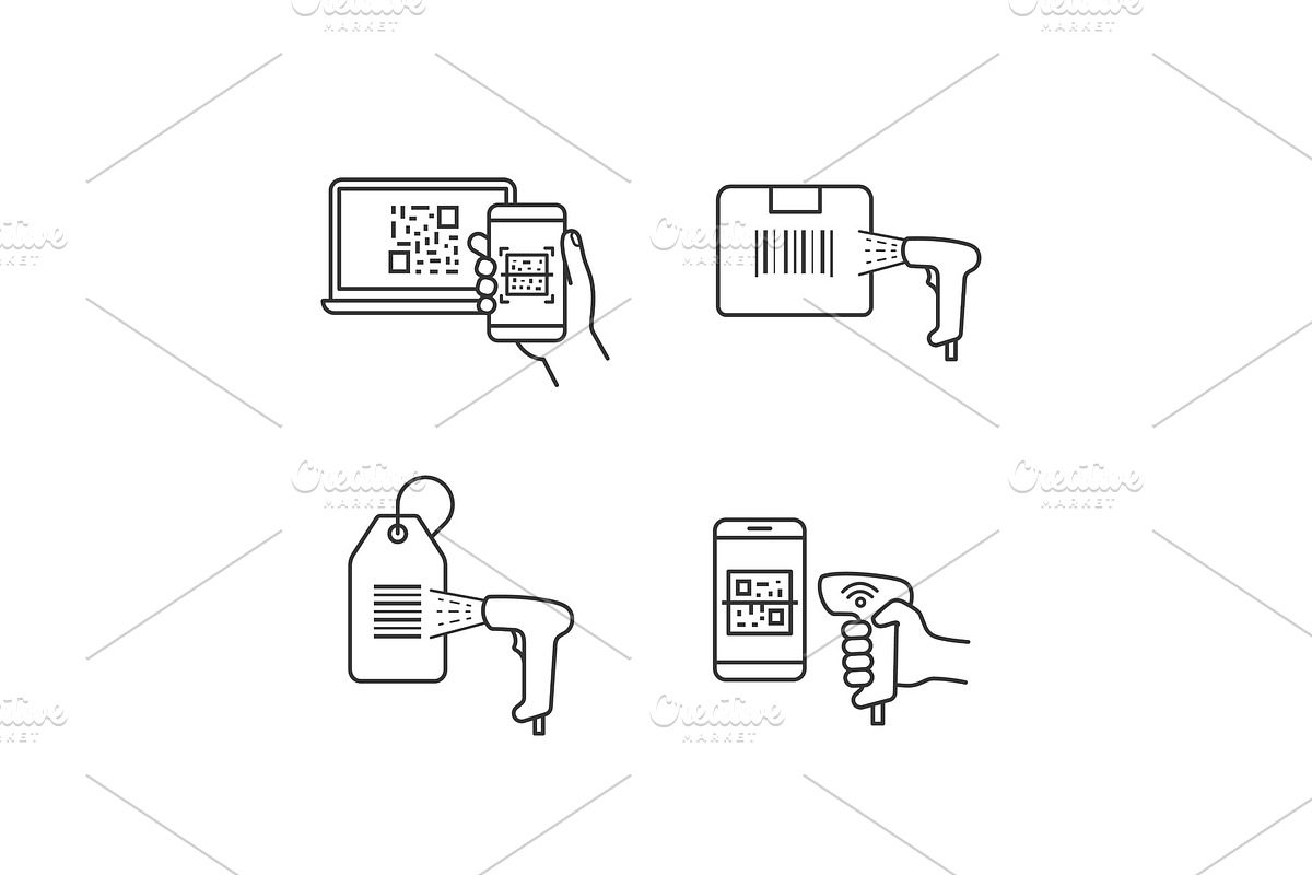 Barcodes linear icons set in Icons - product preview 8