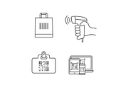 Barcodes linear icons set