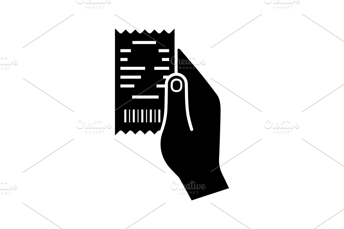 Hand holding cash receipt glyph icon in Icons - product preview 8