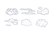 Vector set of monochrome clouds of