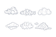 Vector set of fluffy clouds in