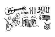 Set of musical instruments, player