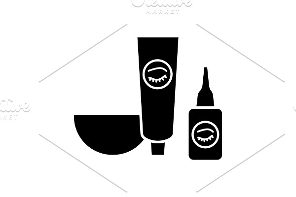 Eyebrows and eyelash dye kit icon