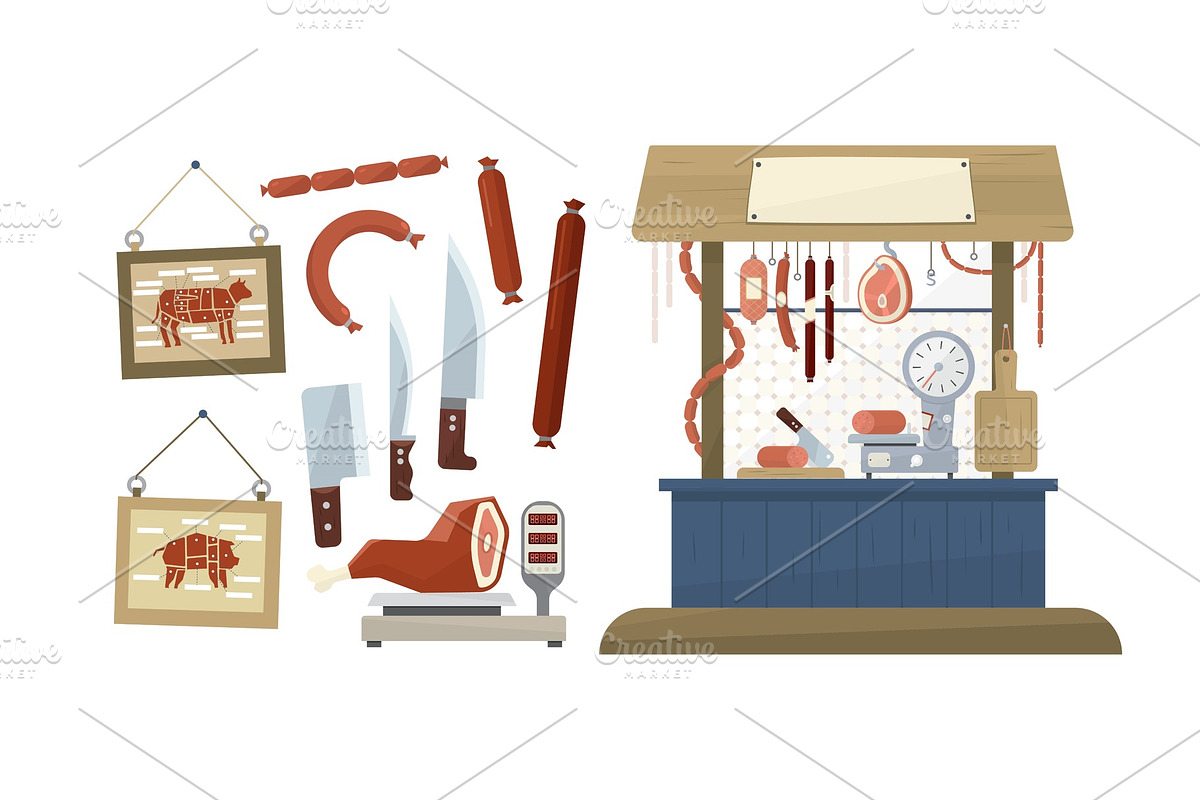 Meat counter display refrigerator in Illustrations - product preview 8