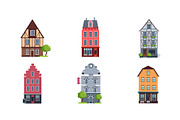 Colorful European facades of houses