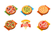 Collection of whole pizza with