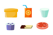 Food icons set, yogurt, orange
