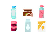 Food icons set, grocery products in