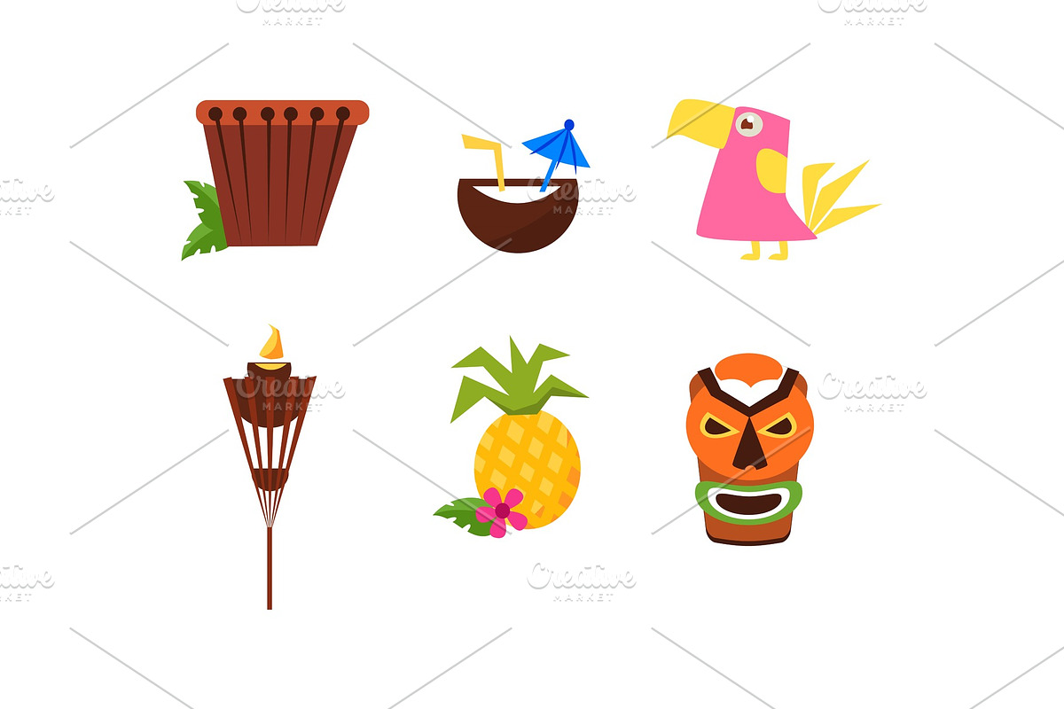 Symbols of Hawaiian culture set in Objects - product preview 8