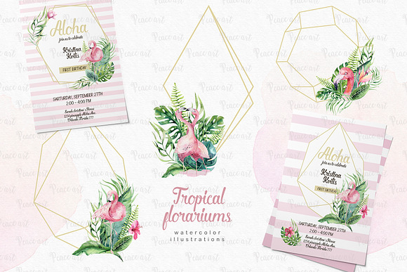 Tropical Flamingo collection in Illustrations - product preview 6