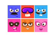 Colorful square faces with