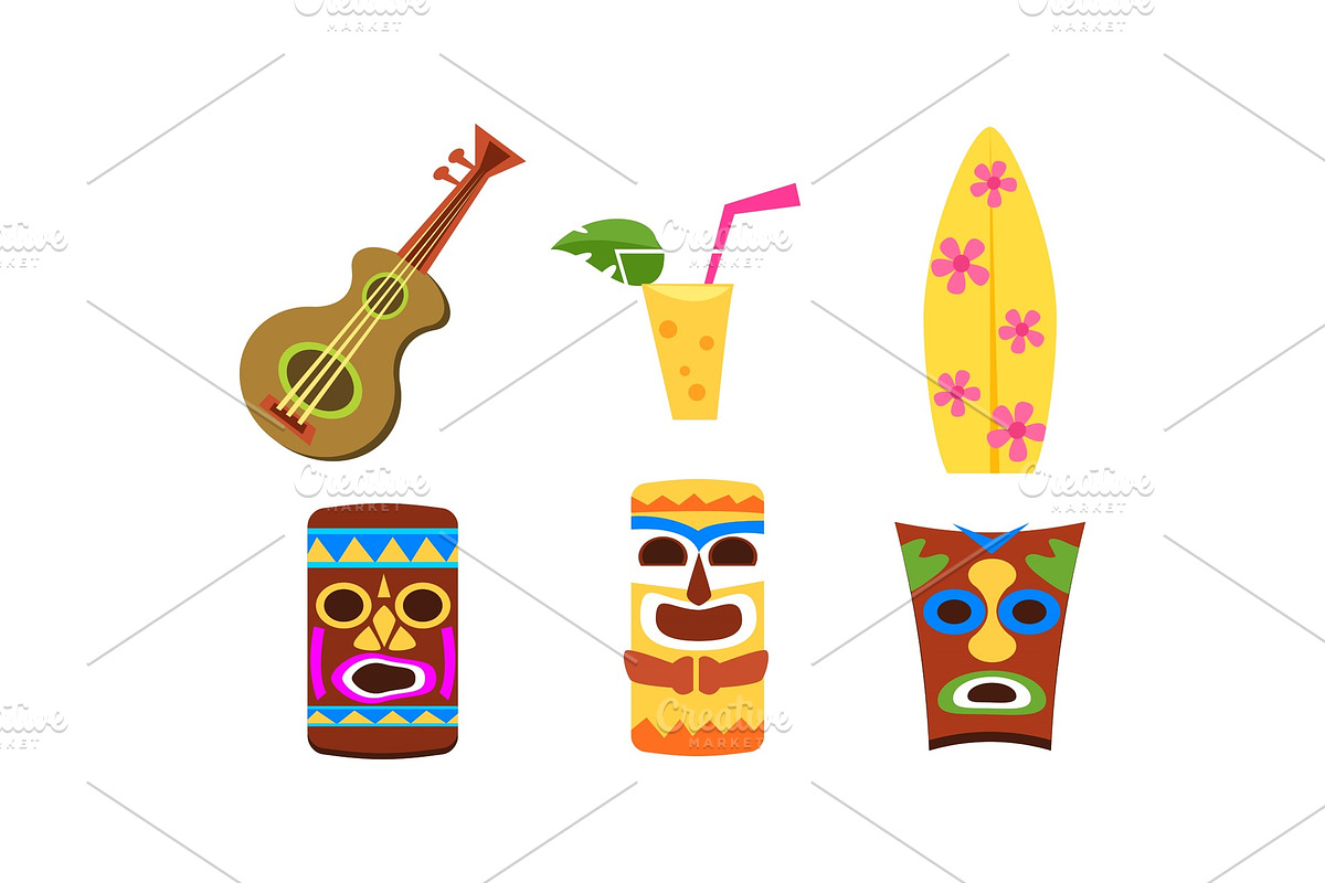 Hawaiian symbols set, summer in Objects - product preview 8