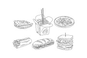 Vector set of fast food icons