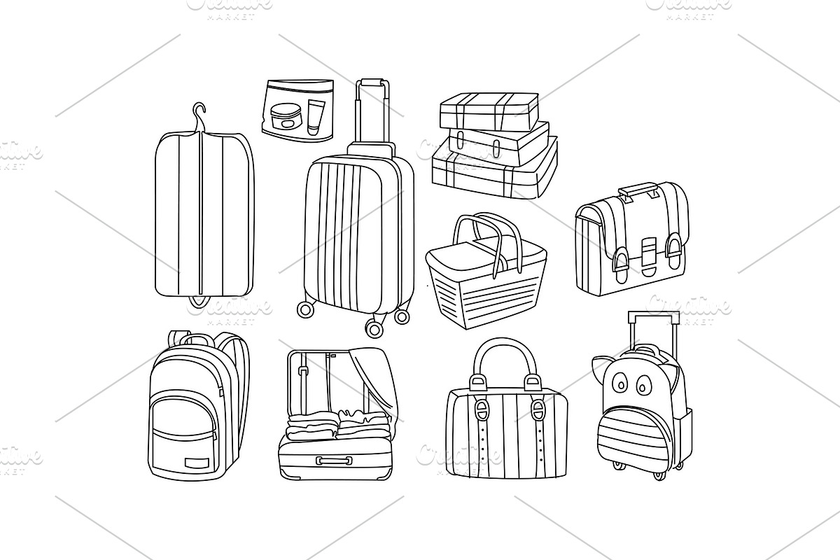 Vector set of hand drawn bags and in Objects - product preview 8