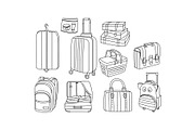 Vector set of hand drawn bags and