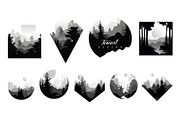 Set of monochrome geometric logos
