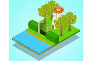 Lighthouse concept banner, isometric