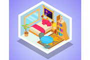 Apartment concept banner, isometric