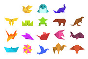 Animals origami set, geometric