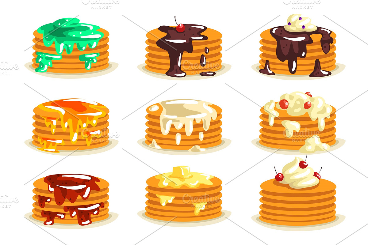 Various kinds of pancakes with in Illustrations - product preview 8