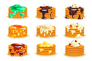 Various kinds of pancakes with
