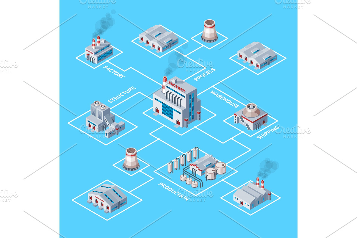 Factory vector industrial building in Illustrations - product preview 8