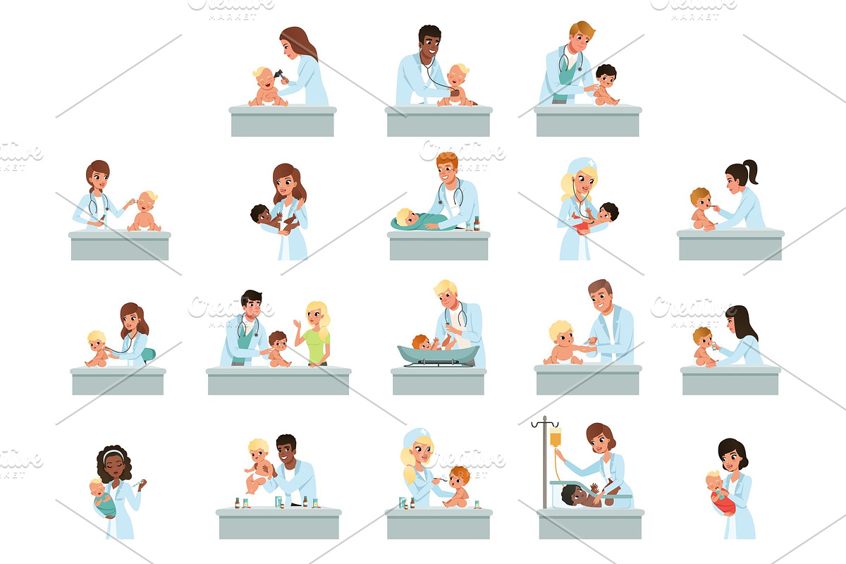 Pediatrician doctors doing medical in Illustrations - product preview 8