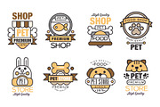 Pet store logo set, premium shop