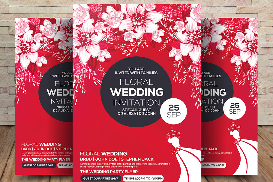 Rustic Floral Wedding Invitations in Wedding Templates - product preview 8