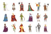 Medieval people characters set