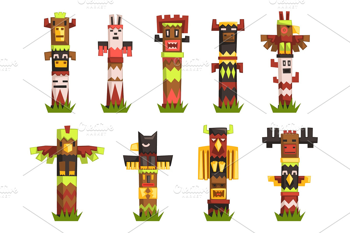 Traditional religious Totem Poles in Illustrations - product preview 8