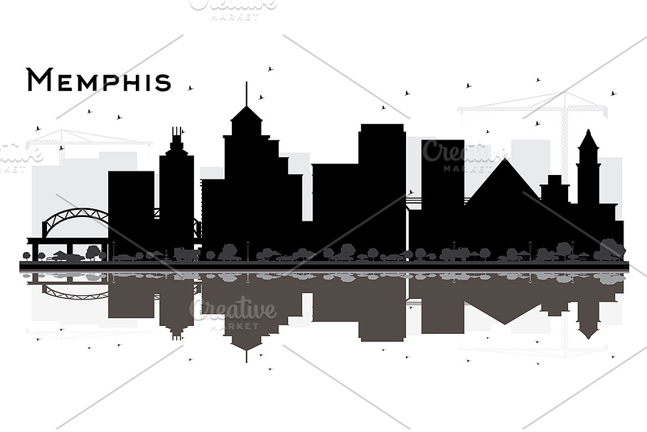 Memphis Tennessee Skyline Silhouette in Illustrations - product preview 8