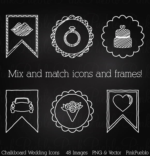 Chalkboard Wedding Icons in Illustrations - product preview 2