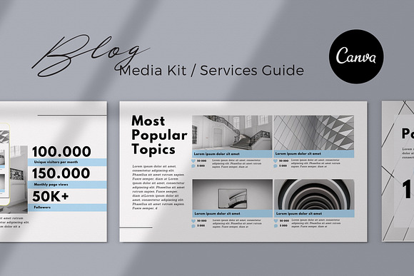 Blogger Media Kit Canva Template in Resume Templates - product preview 3