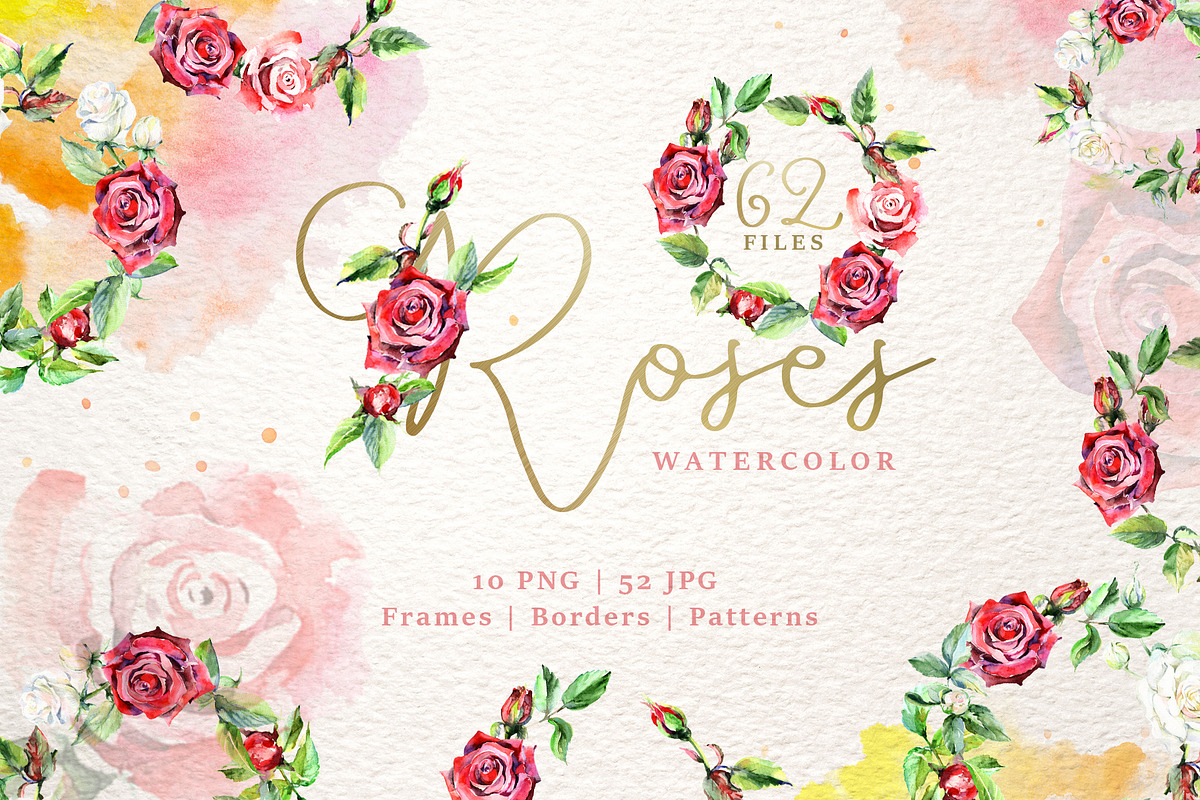 Wonderful watercolor red roses PNG in Illustrations - product preview 8