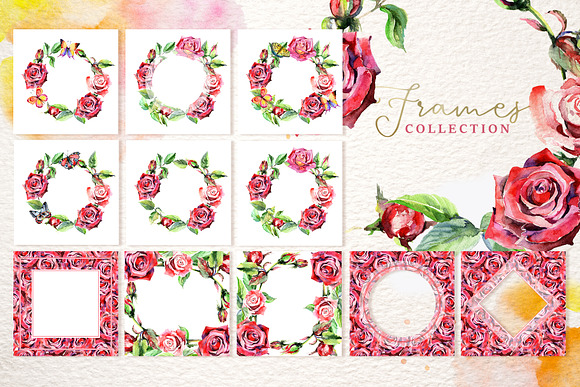 Wonderful watercolor red roses PNG in Illustrations - product preview 5