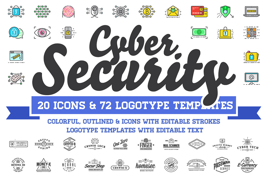 Cyber Security Logos and Icons Set in Logo Templates - product preview 8