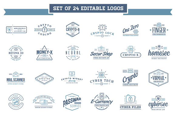 Cyber Security Logos and Icons Set in Logo Templates - product preview 5