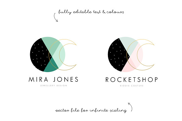 Boho Logo Geometric Moon EPS PSD in Logo Templates - product preview 1